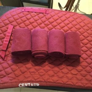 Burgundy Equestrian Saddle Pad and horse Polo Wrap Set
